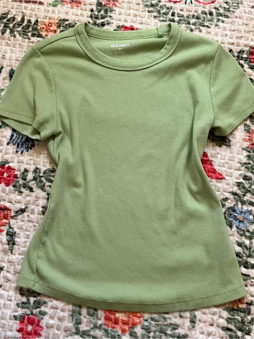Old Navy Light Green Ribbed Short Sleeve Tee